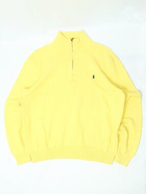 Men's Polo Ralph Lauren Yellow Cotton Quarter-Zip Size XL